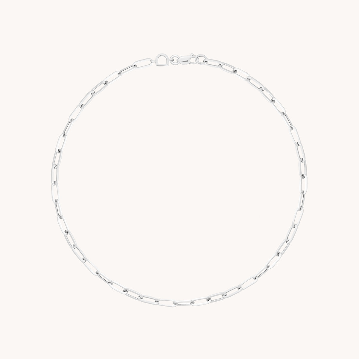 Piccadilly Chain Anklet in Solid White Gold