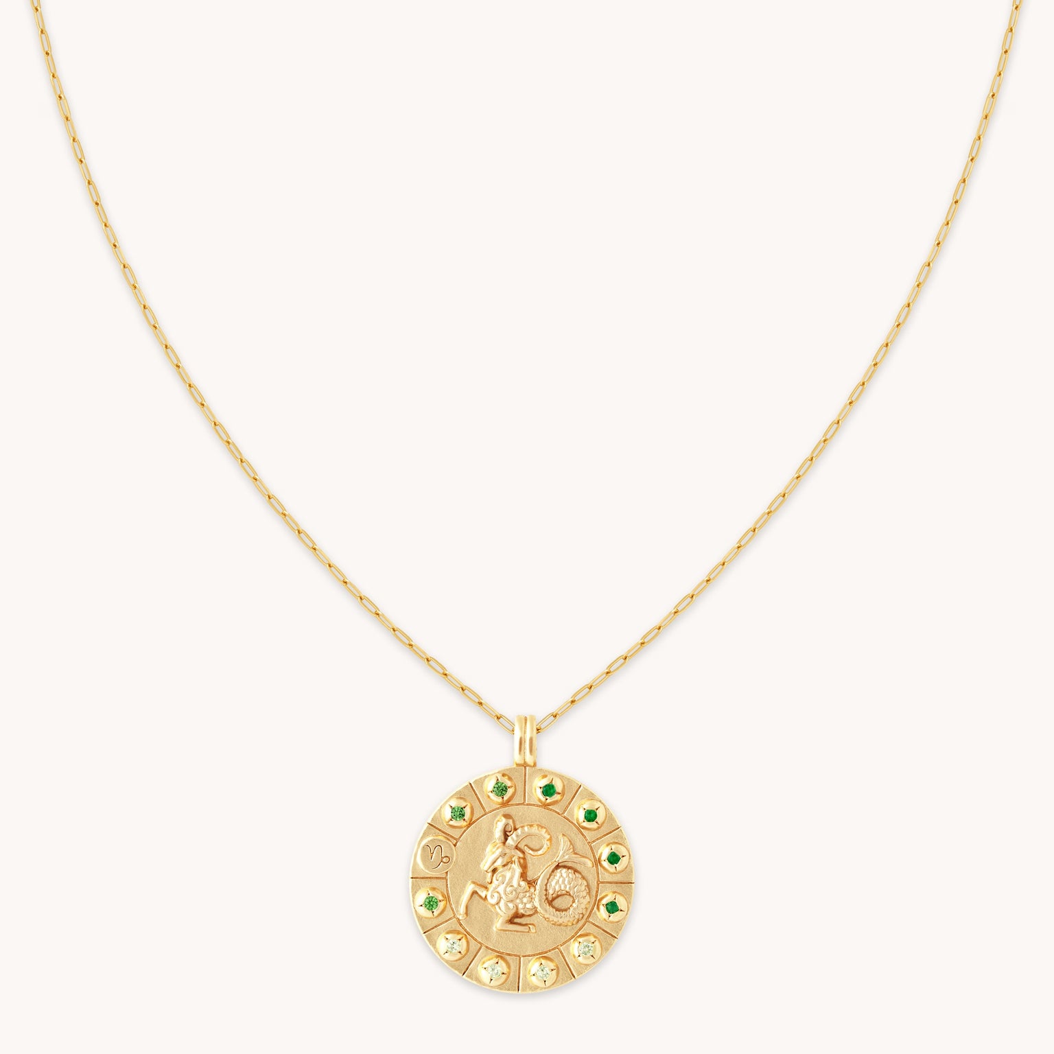 Capricorn Bold Zodiac Pendant Necklace in Gold