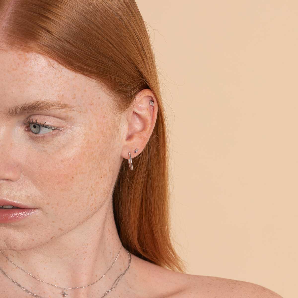 February Amethyst Birthstone Earrings in Solid White Gold