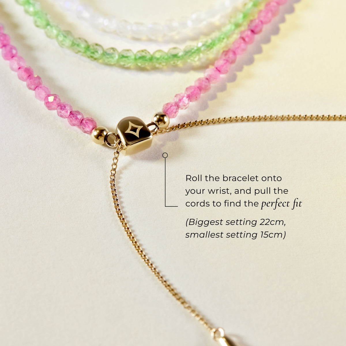 Moonstone June Beaded Birthstone Bracelet in Solid Gold