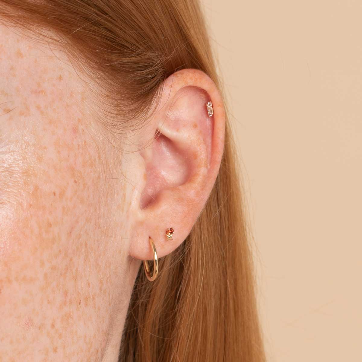 Birthstone Earrings - January Garnet Birthstone Earrings in Solid Gold - Stud Earrings - Astrid & Miyu