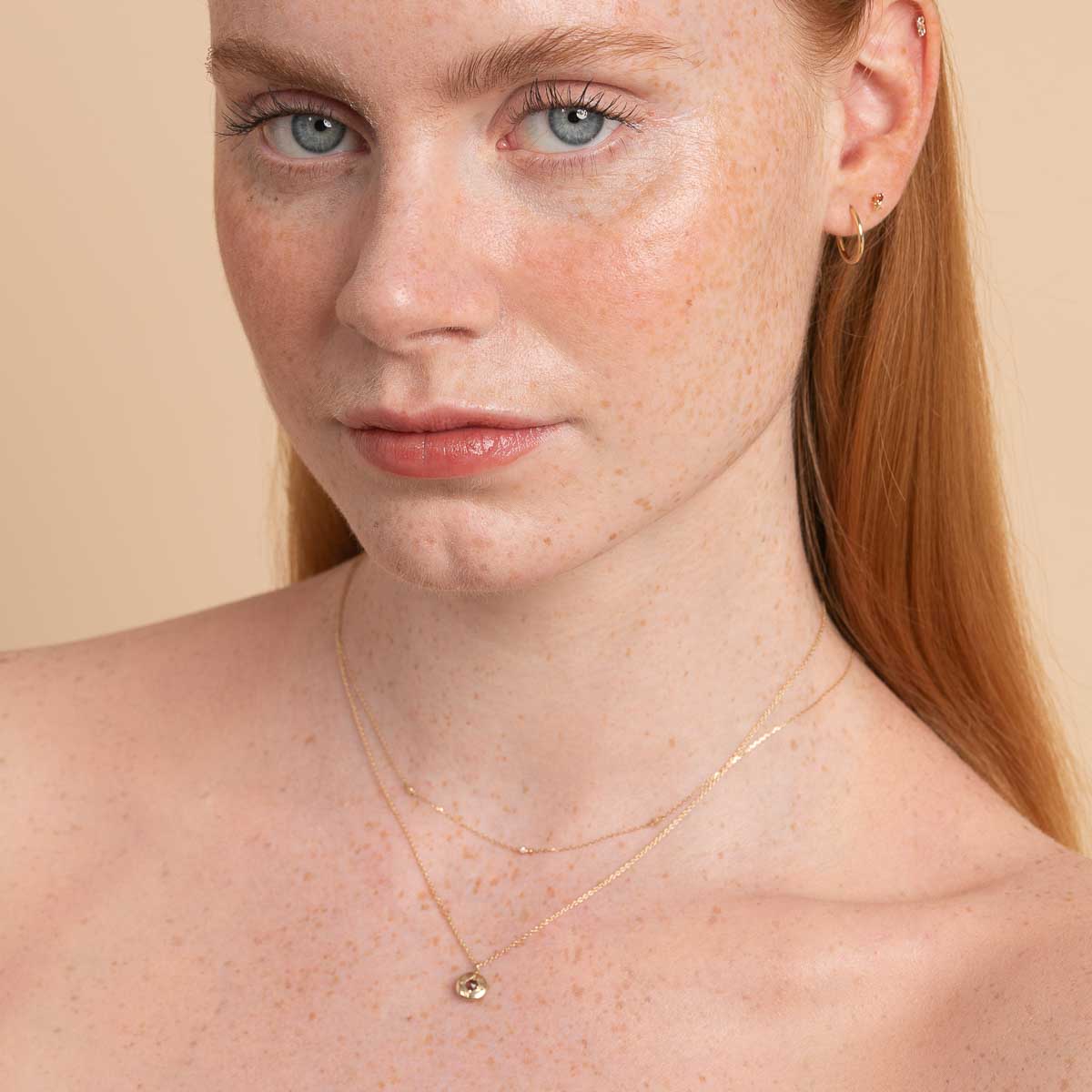 January Garnet Birthstone Earrings in Solid Gold