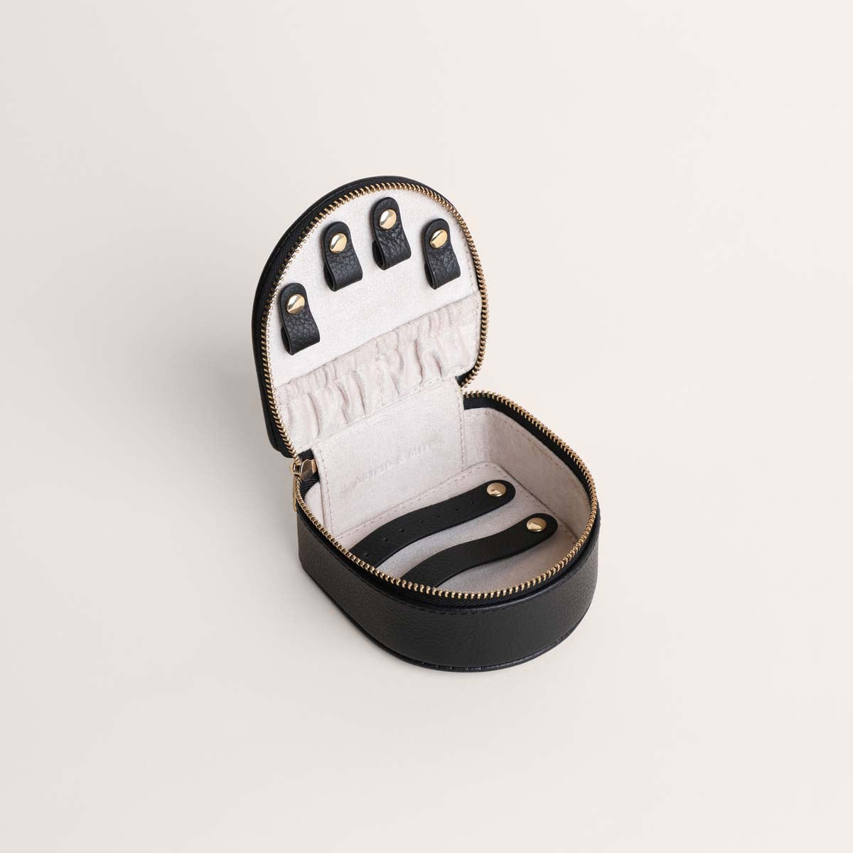 Leather Travel Jewelry Box in Black