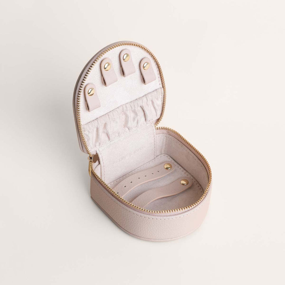 Leather Travel Jewelry Box in Fawn Sand