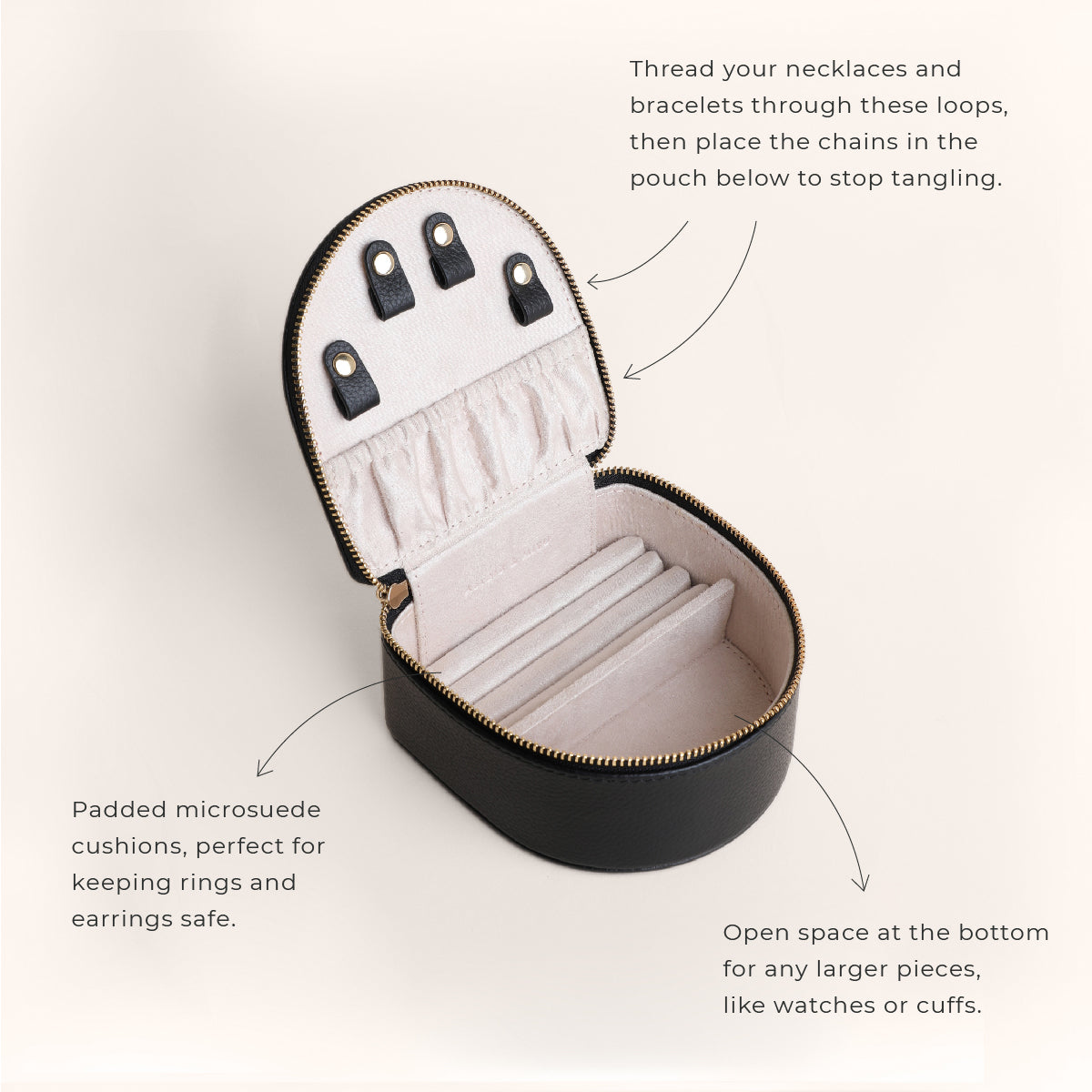 Leather Jewelry Box in Black