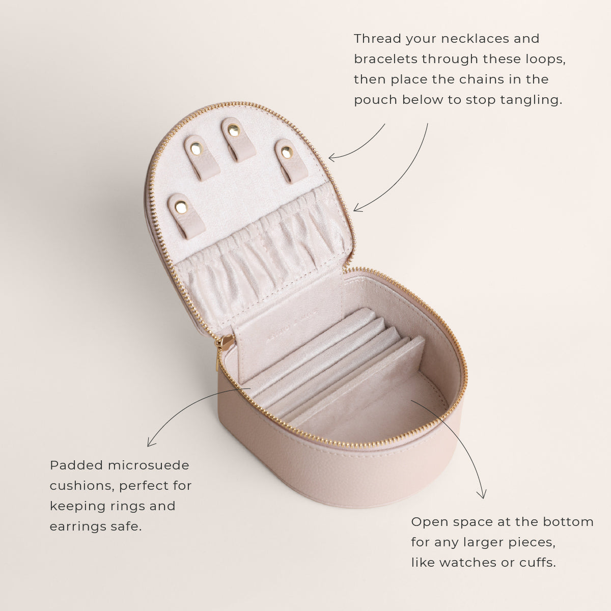 Leather Jewelry Box in Fawn Sand