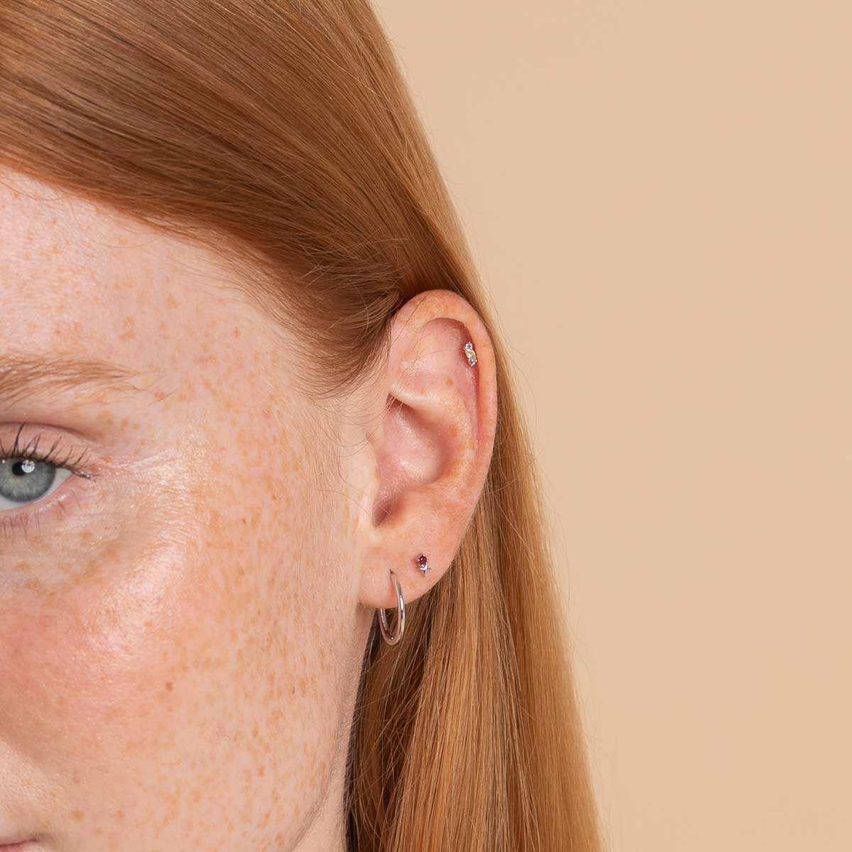 July Birthstone Earrings in Solid White Gold
