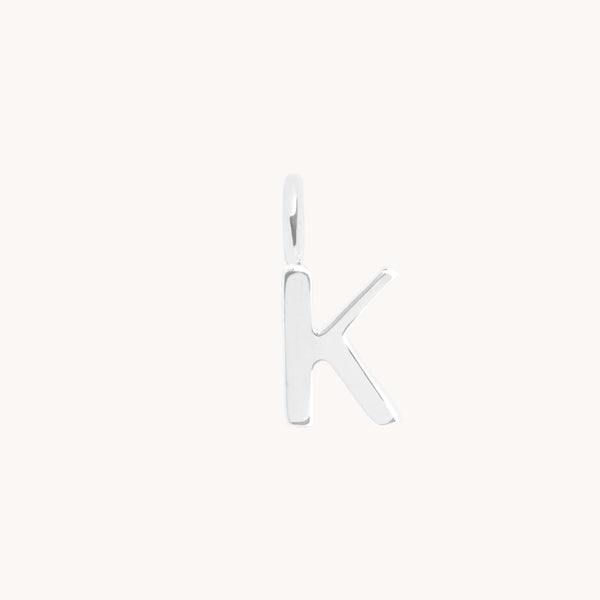 K Initial Charm 9k White Gold