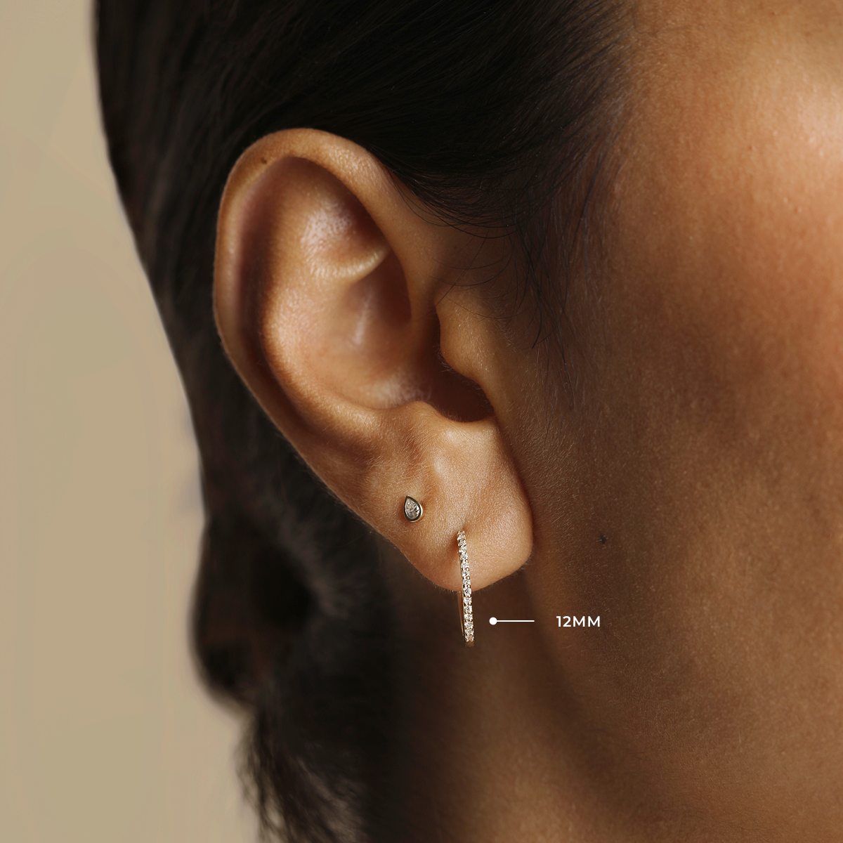 Diamond Pavé Hoops in Solid Gold