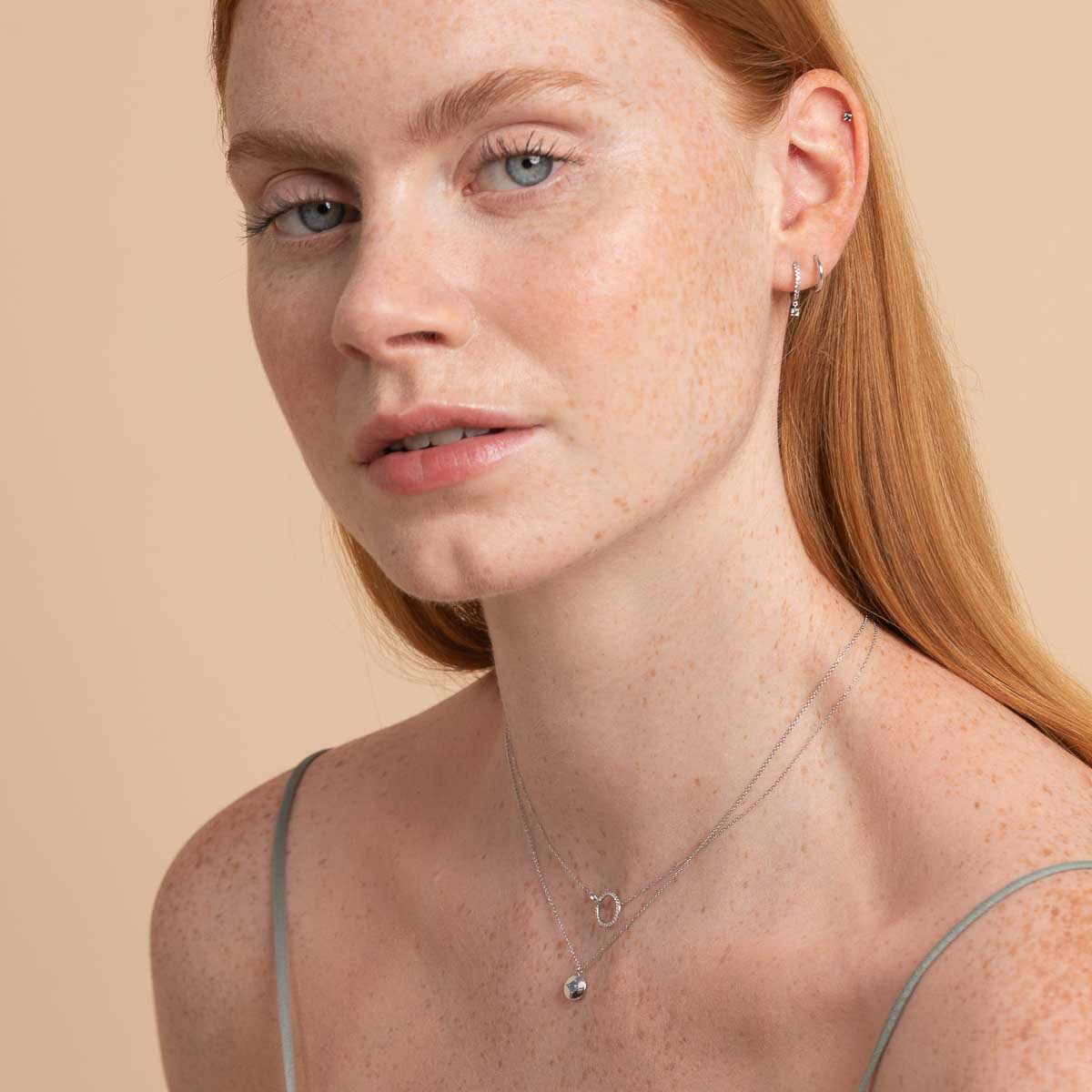 March Birthstone Earrings in Solid White Gold