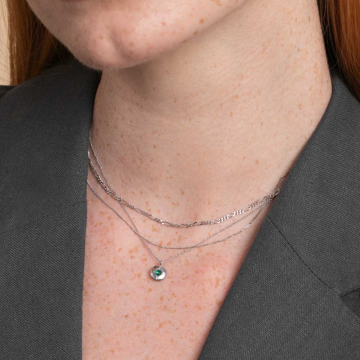 May Tsavorite Birthstone Necklace in Solid White Gold