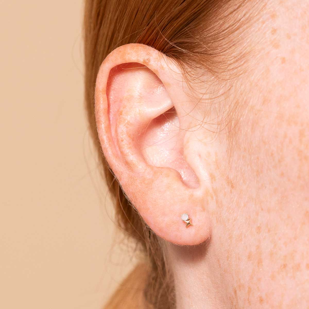 Birthstone Earrings - October Opal Birthstone Earrings in Solid Gold - Stud Earrings - Astrid & Miyu