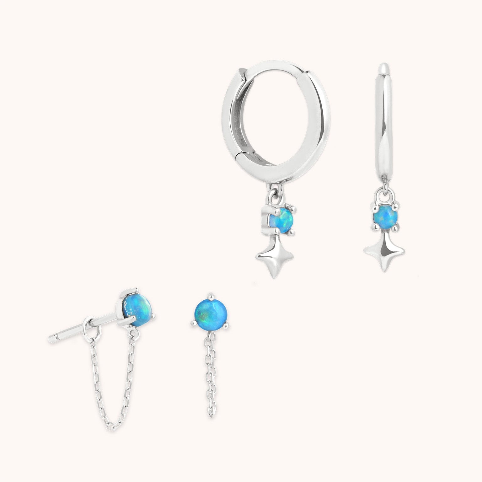 Cosmic Star Opal Gift Set in Solid White Gold