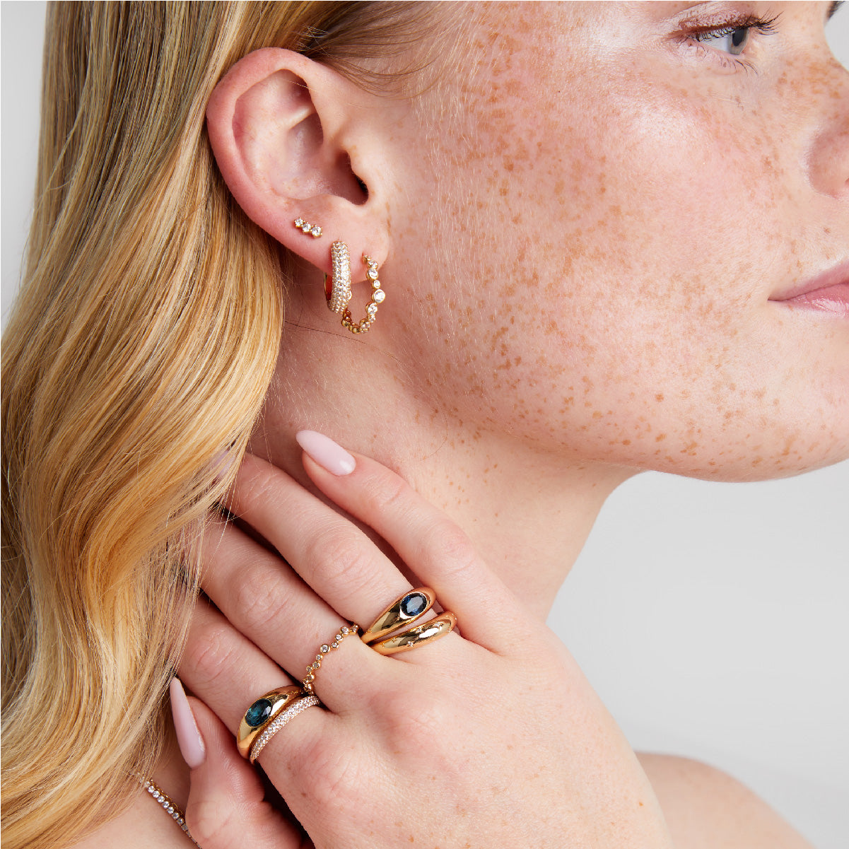 Bold Pavé Hoops in Gold