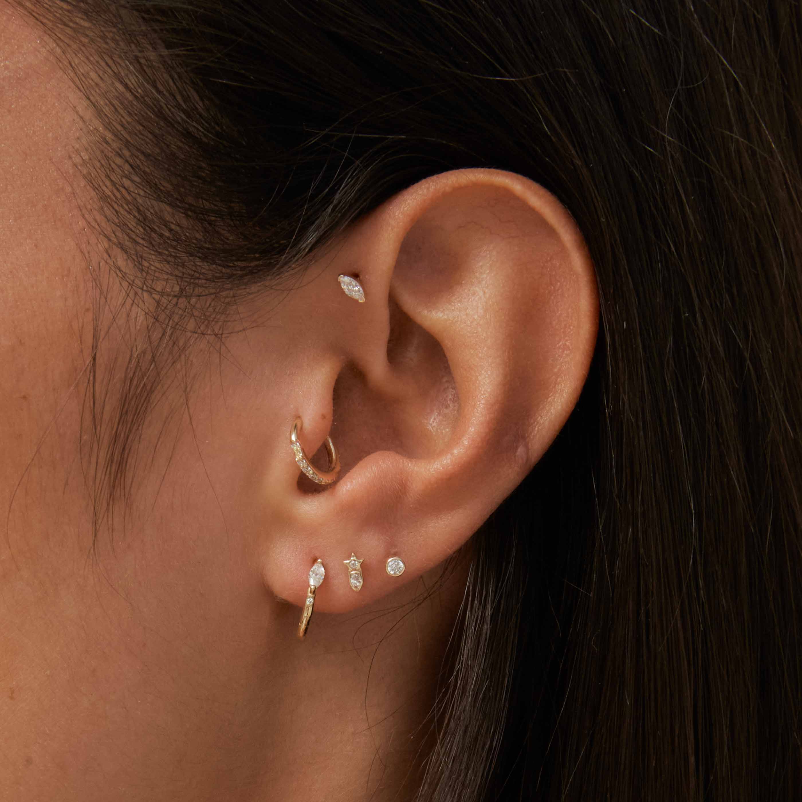 Topaz Gem Piercing Stud in Solid Gold