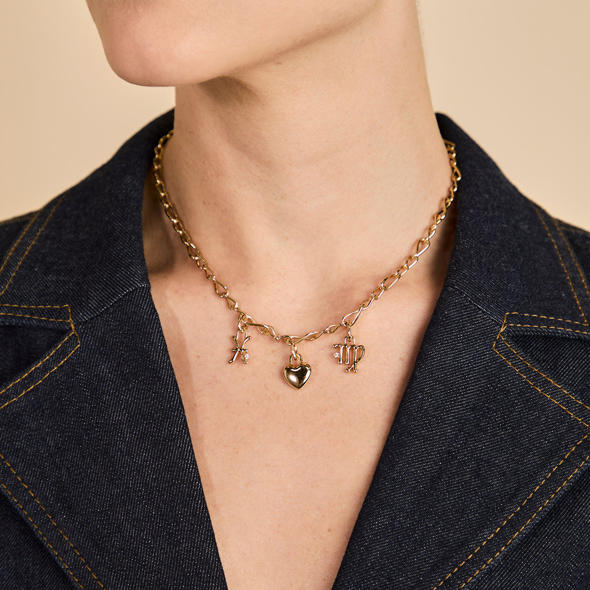 Love Heart Clip Charm in Gold