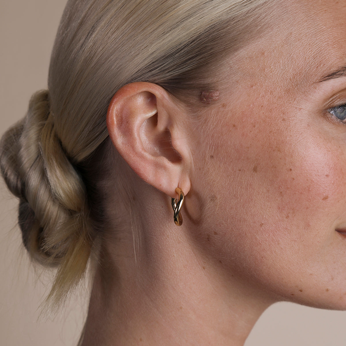 Serenity Pearl Charm Hoops in Gold