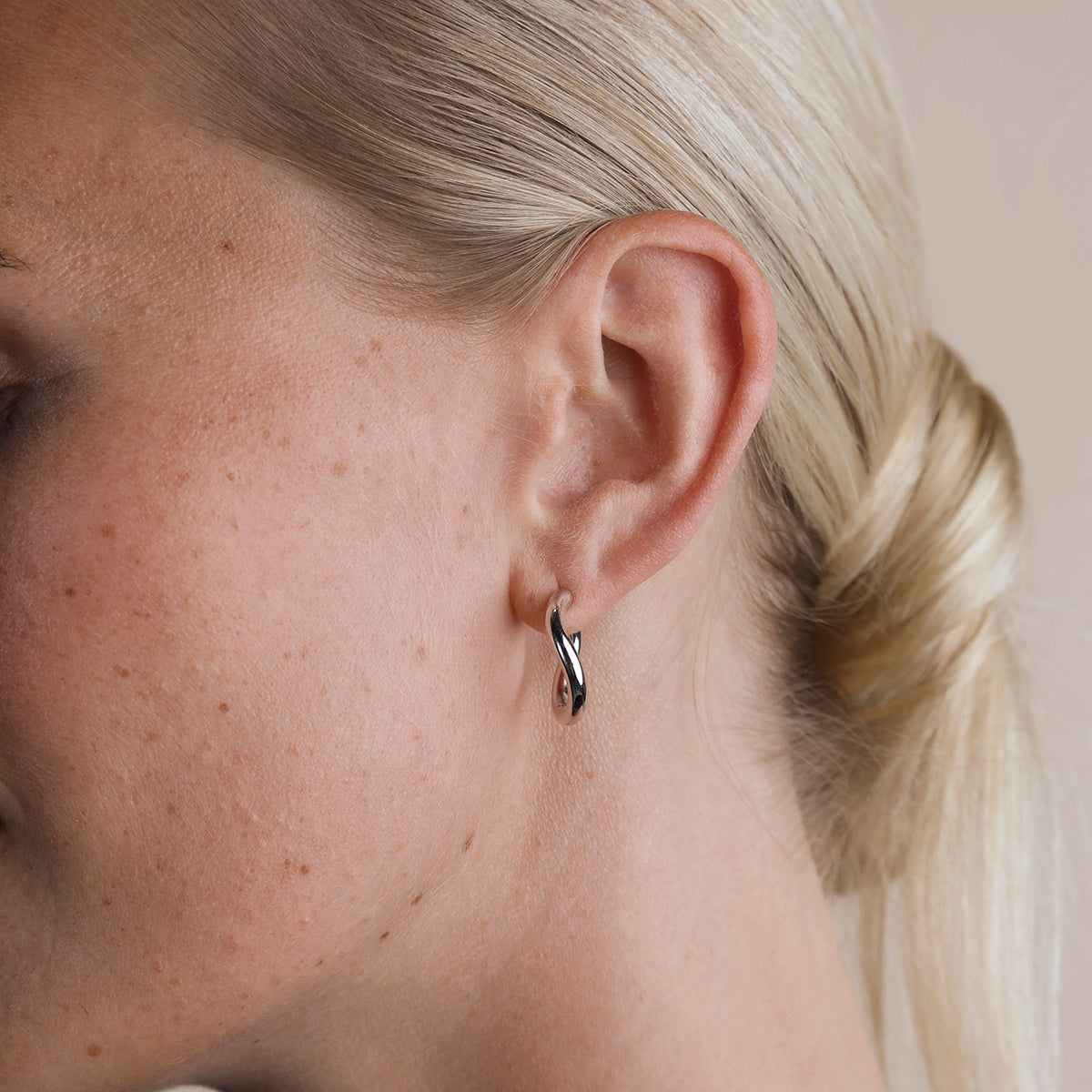 Serenity Pearl Charm Hoops in Silver