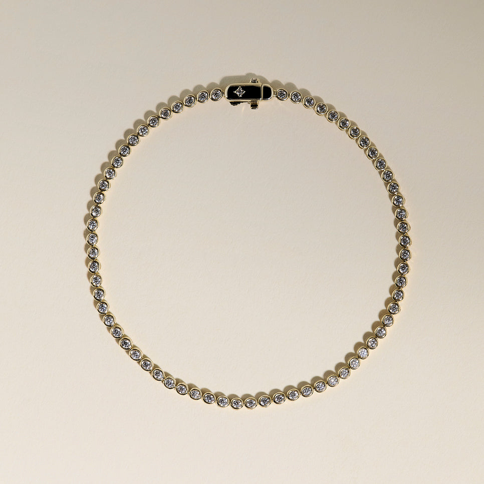 Lab Diamond Tennis Chain Bracelet in Solid Gold