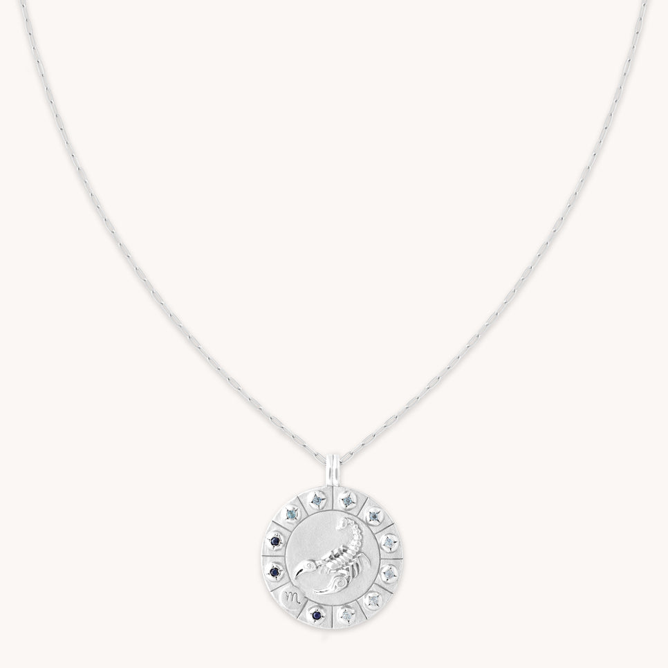Scorpio Bold Zodiac Pendant Necklace in Silver