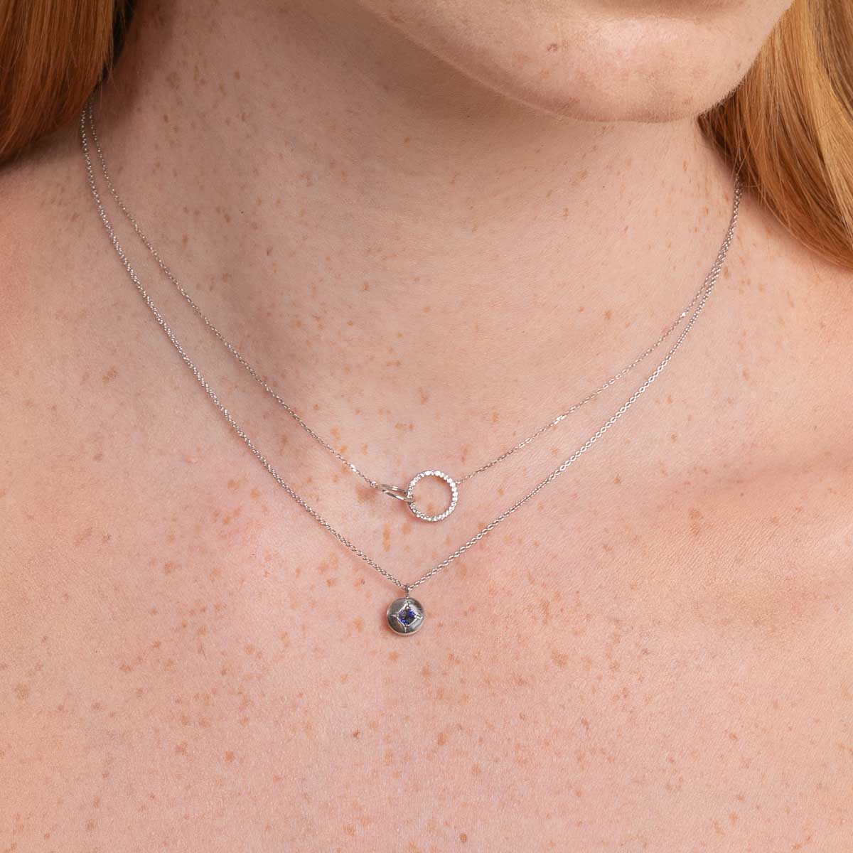 September Sapphire Birthstone Earrings in Solid White Gold