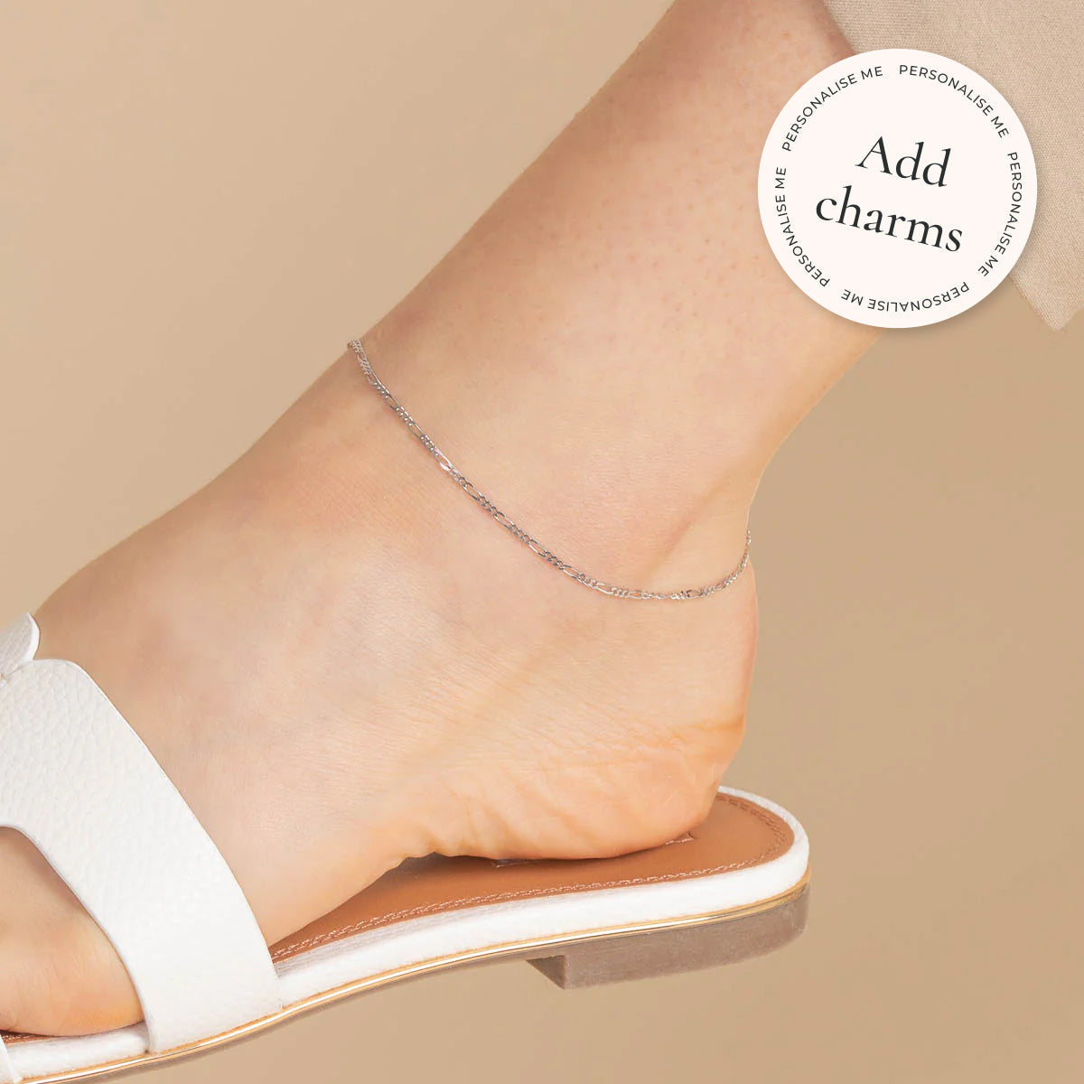 Soho Story Chain Anklet in Solid White Gold