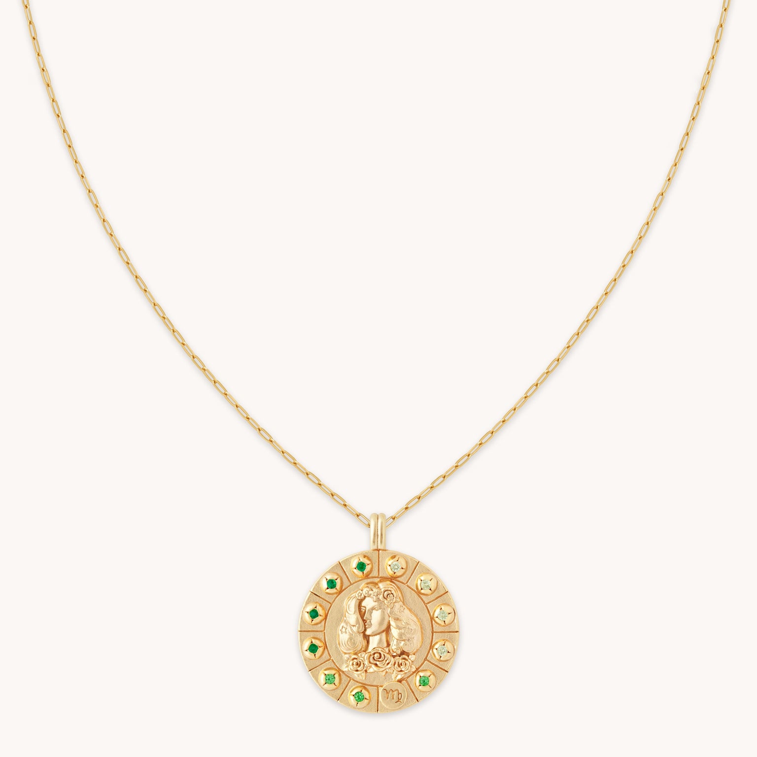 Virgo Bold Zodiac Pendant Necklace in Gold