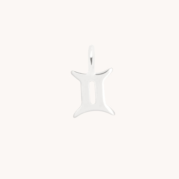 Gemini Zodiac Charm 9k White Gold