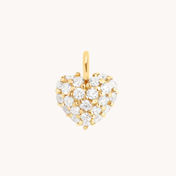 Pavé Heart Charm 9k Gold