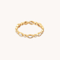 Navette Crystal Band Ring in Gold