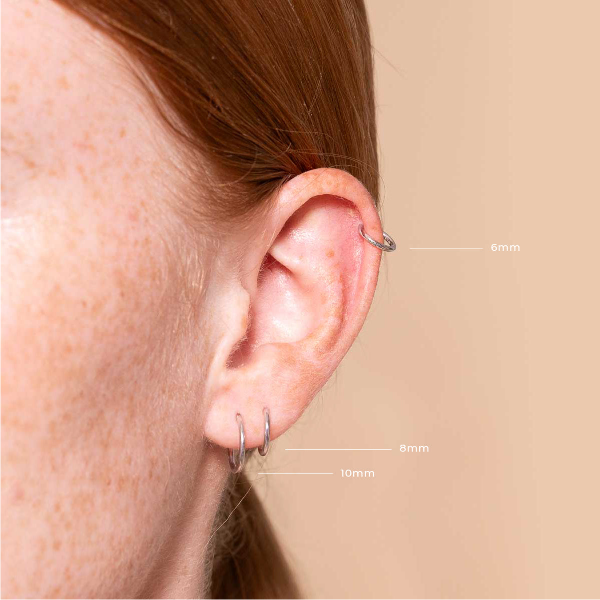 Seamless Hoop 1mm in Solid White Gold