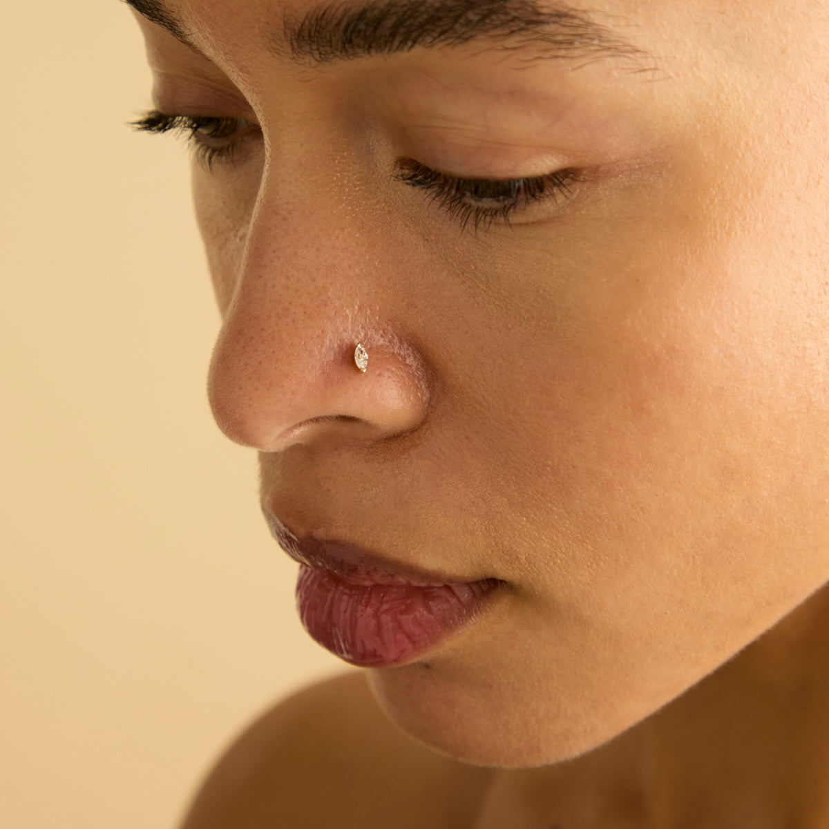 Topaz Marquise Piercing Stud 6mm in Solid Gold