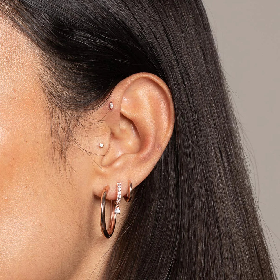 Navette Crystal Barbell in Rose Gold worn