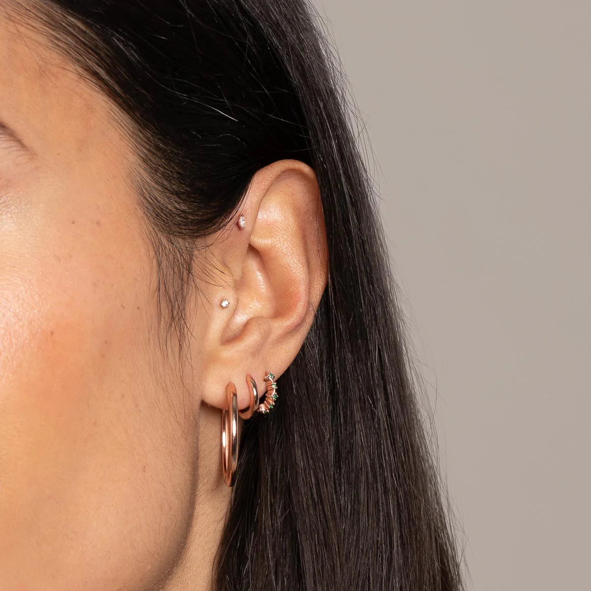 Navette Crystal Barbell in Rose Gold worn