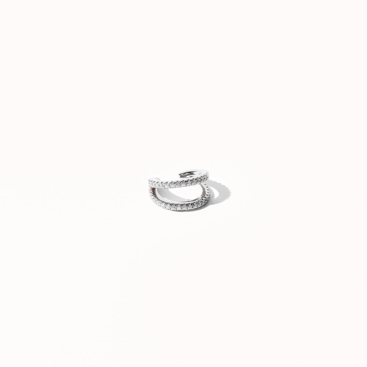 Illusion Double Crystal Ear Cuff in Silver flat lay shot