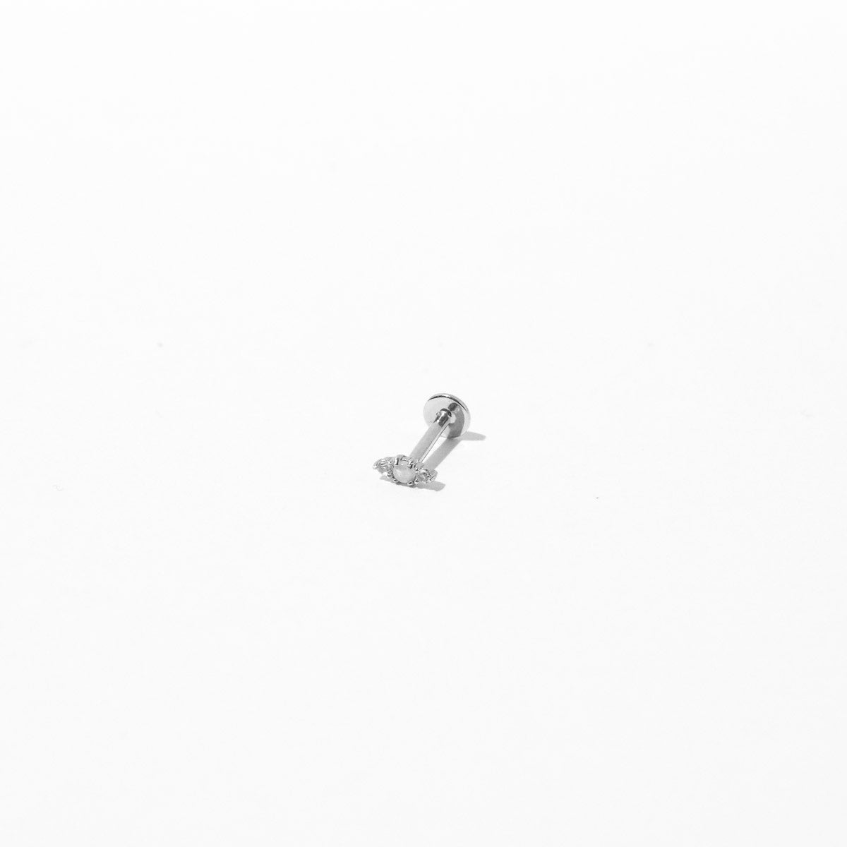 Opal Cluster Piercing Stud in Solid White Gold