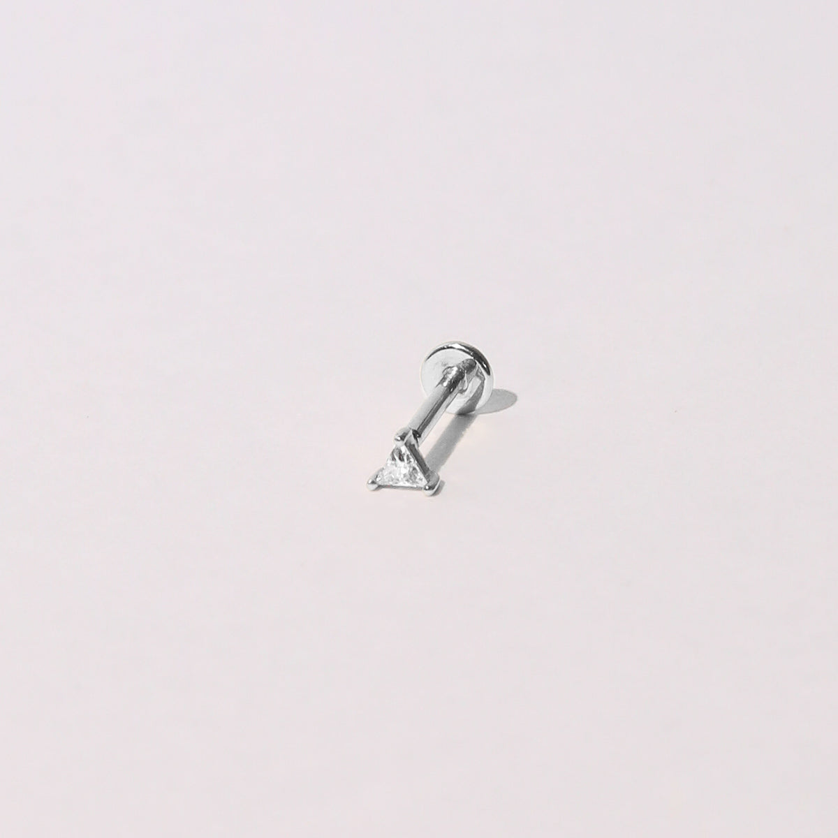 Triangle Piercing Stud 6mm in Solid White Gold flat lay
