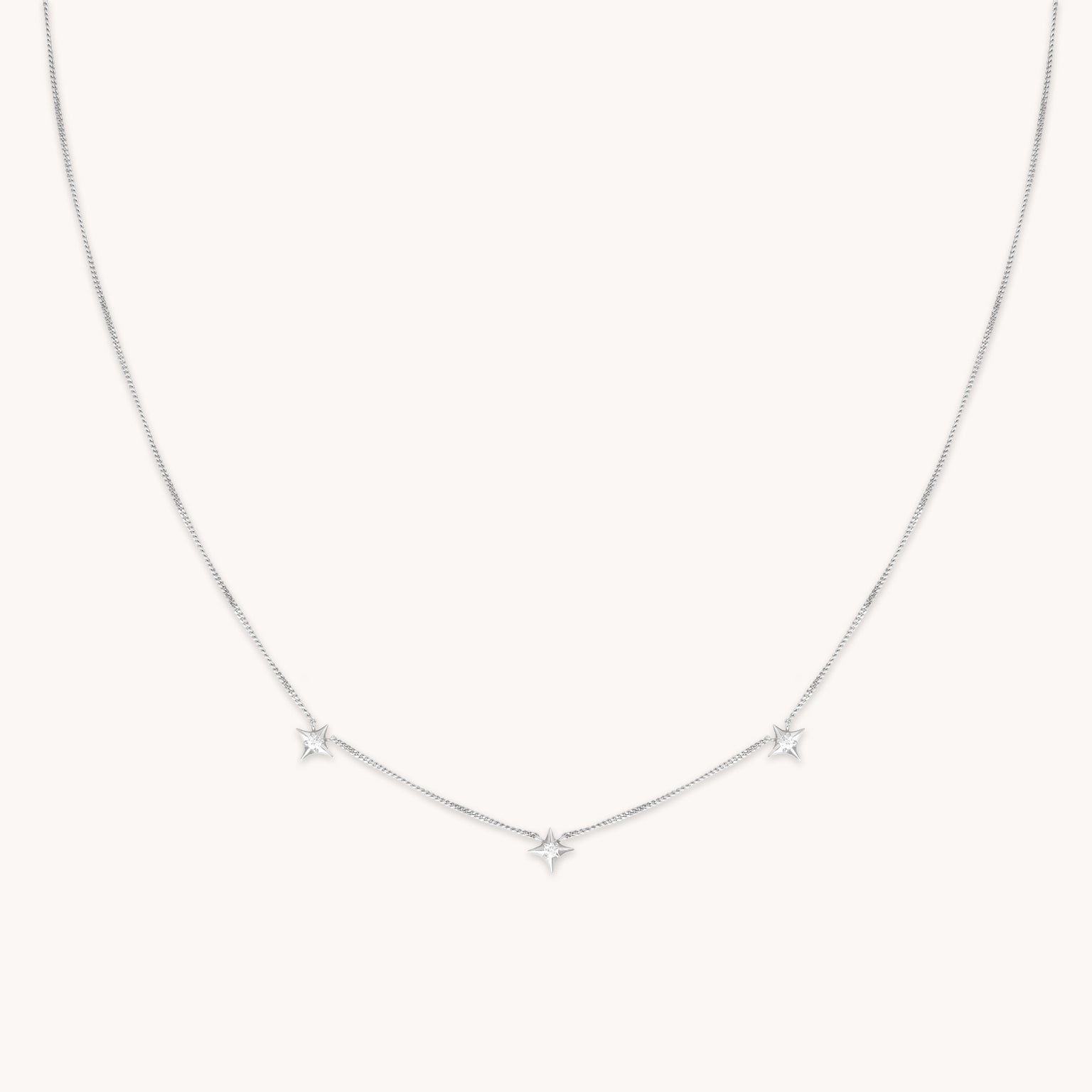 Cosmic Star Charm Necklace in Silver