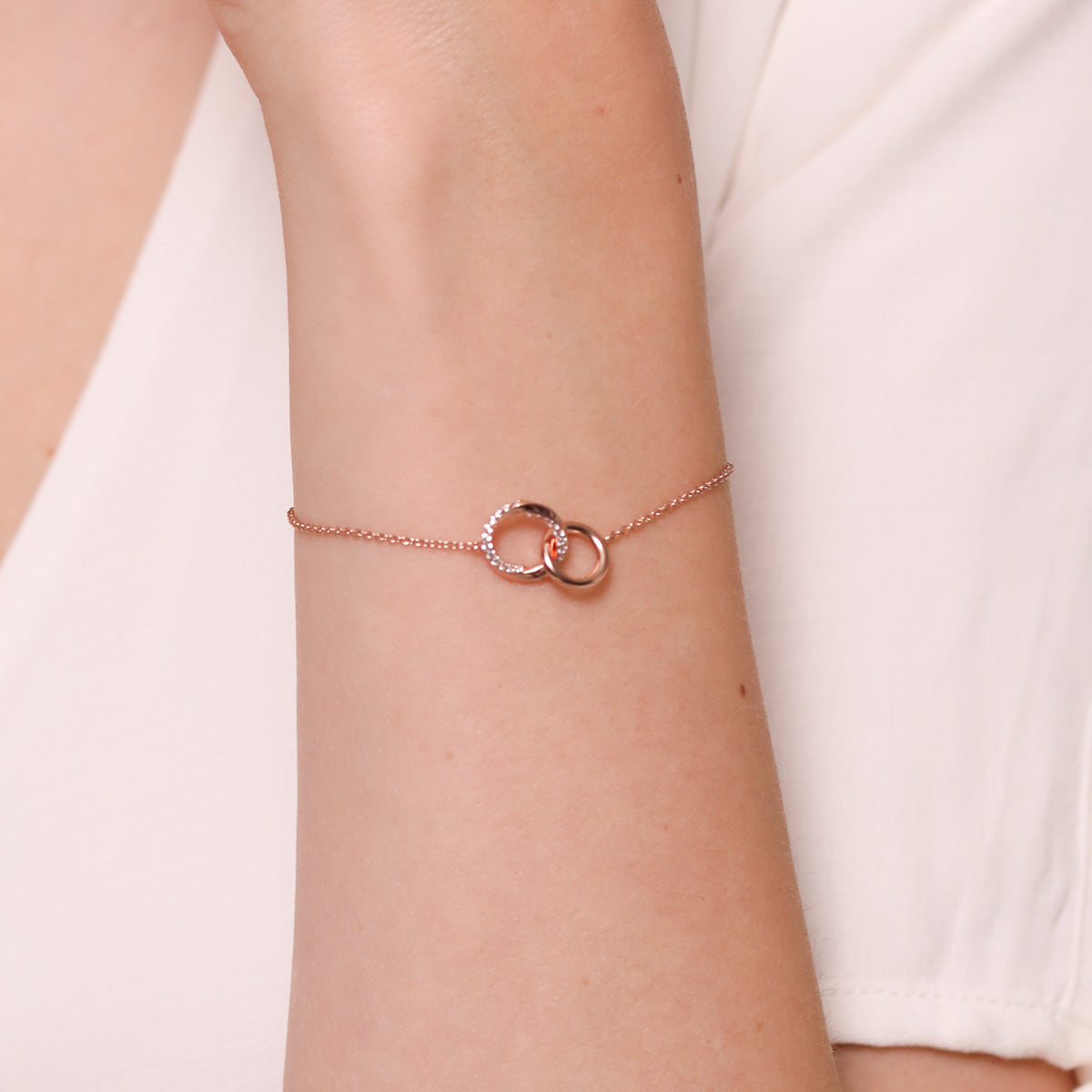 Orbit Crystal Bracelet in Rose Gold worn
