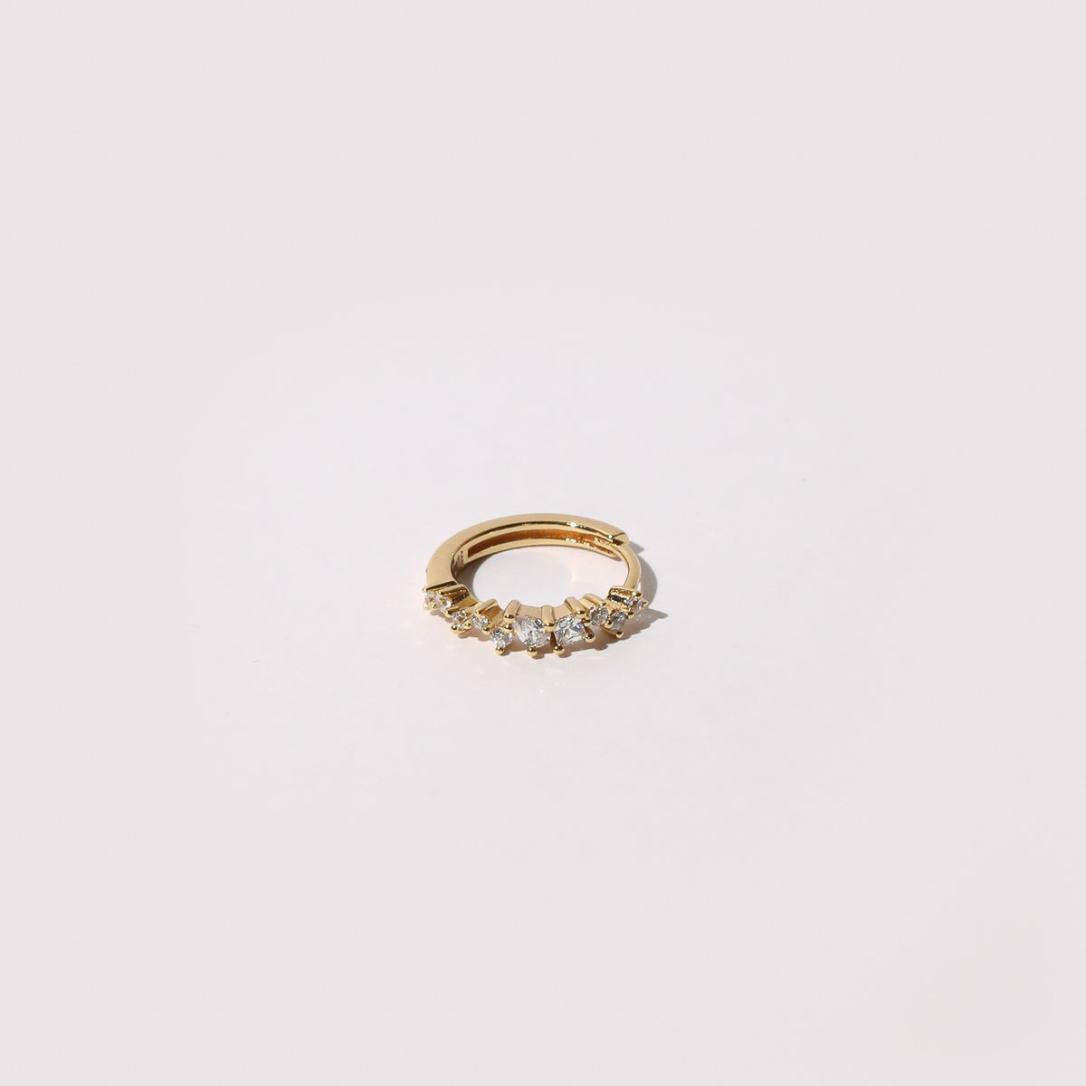 Celestial Crystal Hoop 11.5mm in Gold Flat Lay