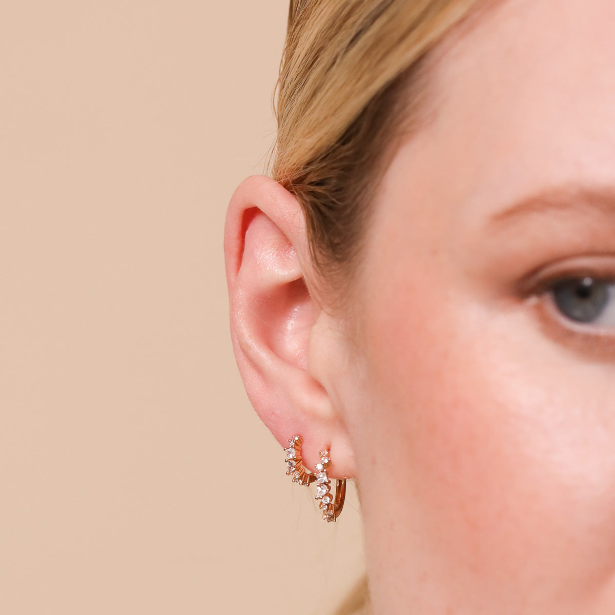 Celestial Crystal Hoop 11.5mm in Gold Worn