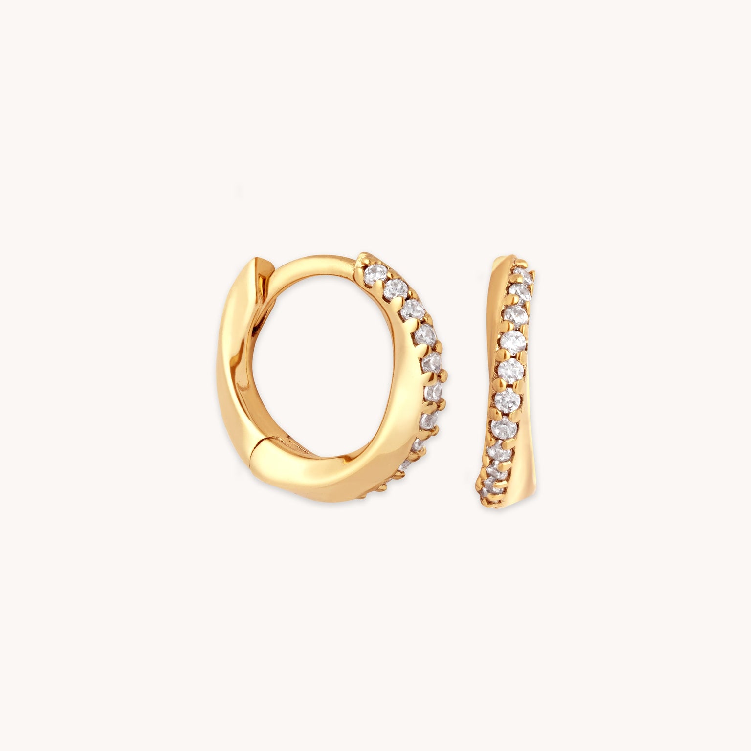 Orbit Crystal Huggies in Gold