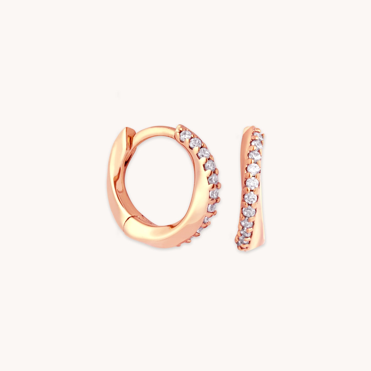 Orbit Crystal Huggies in Rose Gold