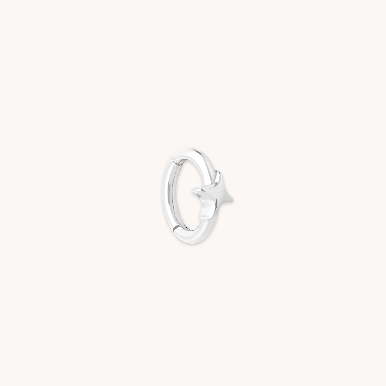 Cosmic Star Rook Hoop in Solid White Gold