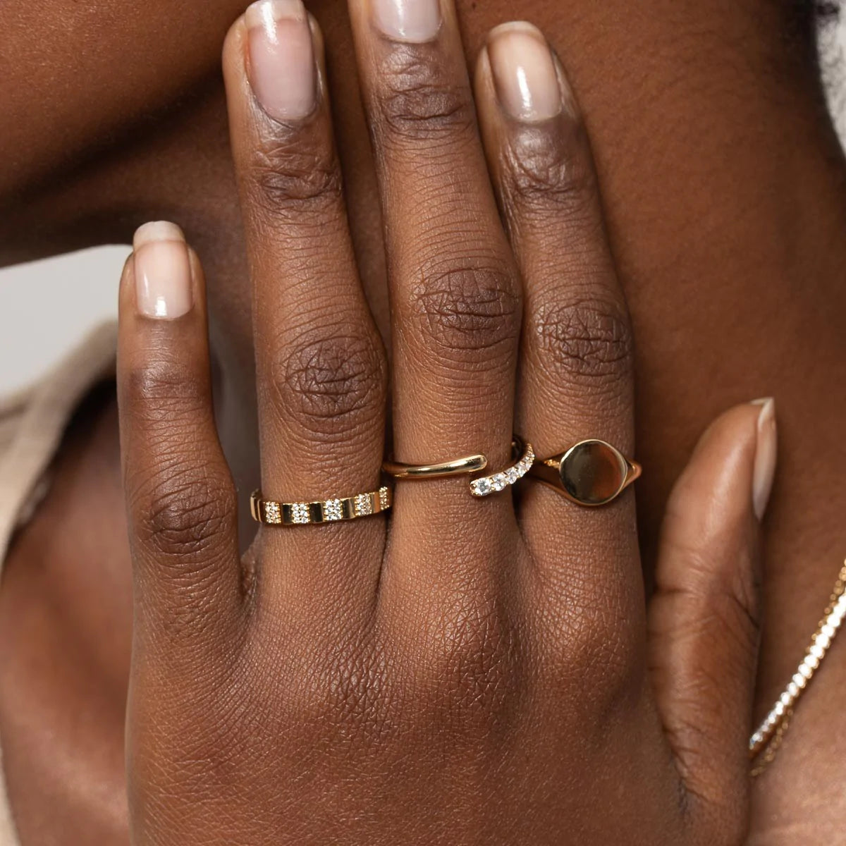 Pleated Crystal Ring in Gold