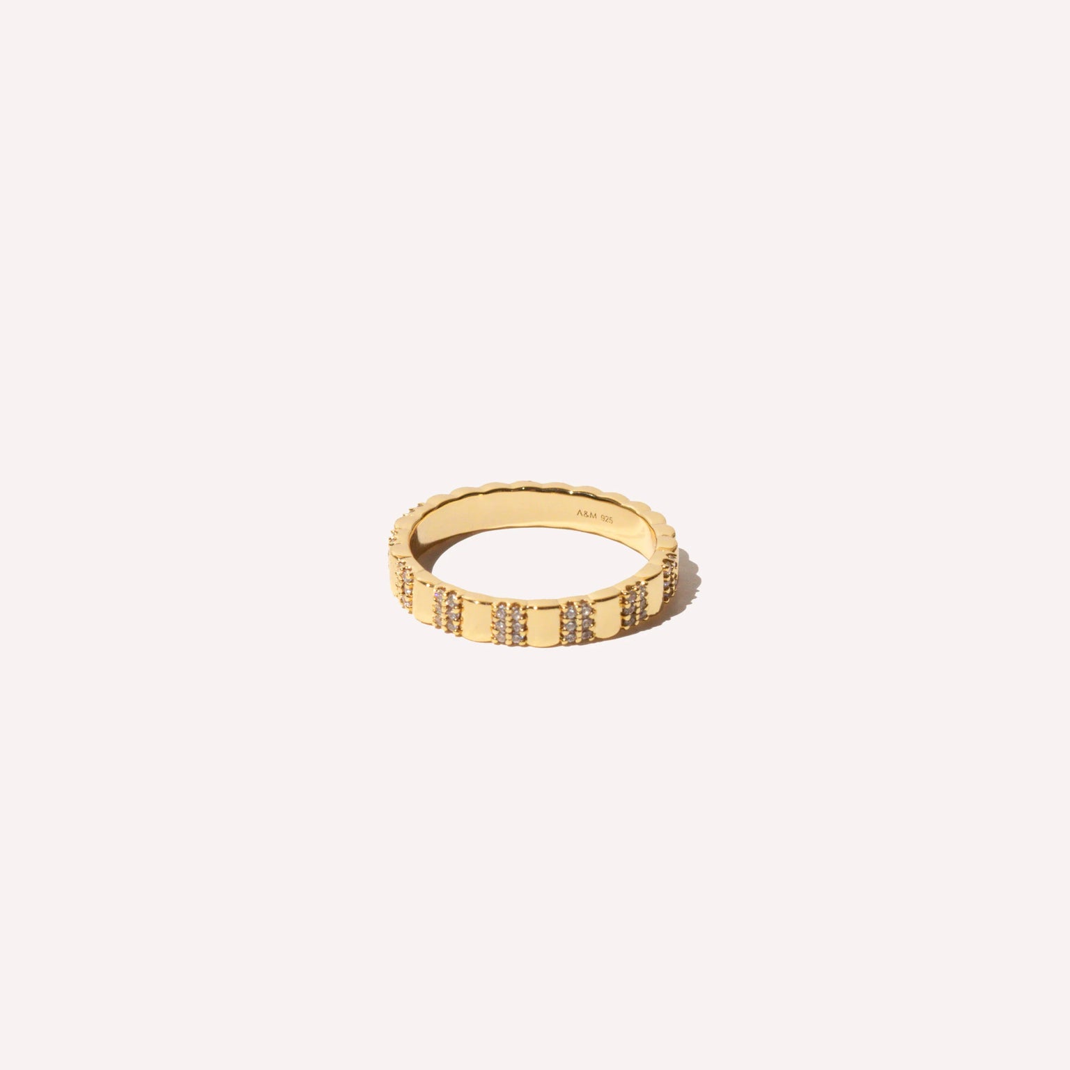 Pleated Crystal Ring in Gold