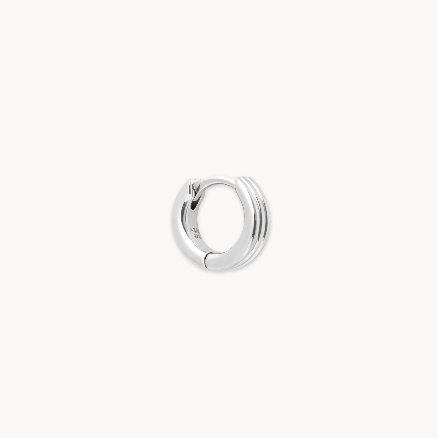 Pleated Hoop 6.5mm in Silver