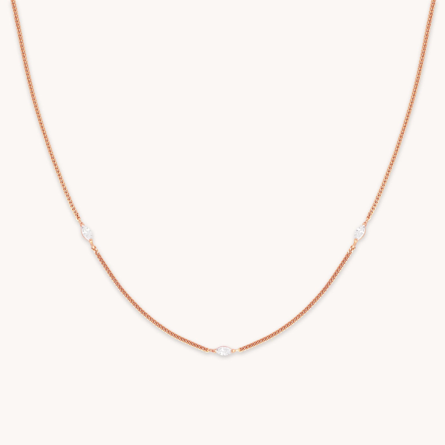 Station Navette Crystal Necklace in Rose Gold