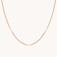 Station Navette Crystal Necklace in Rose Gold