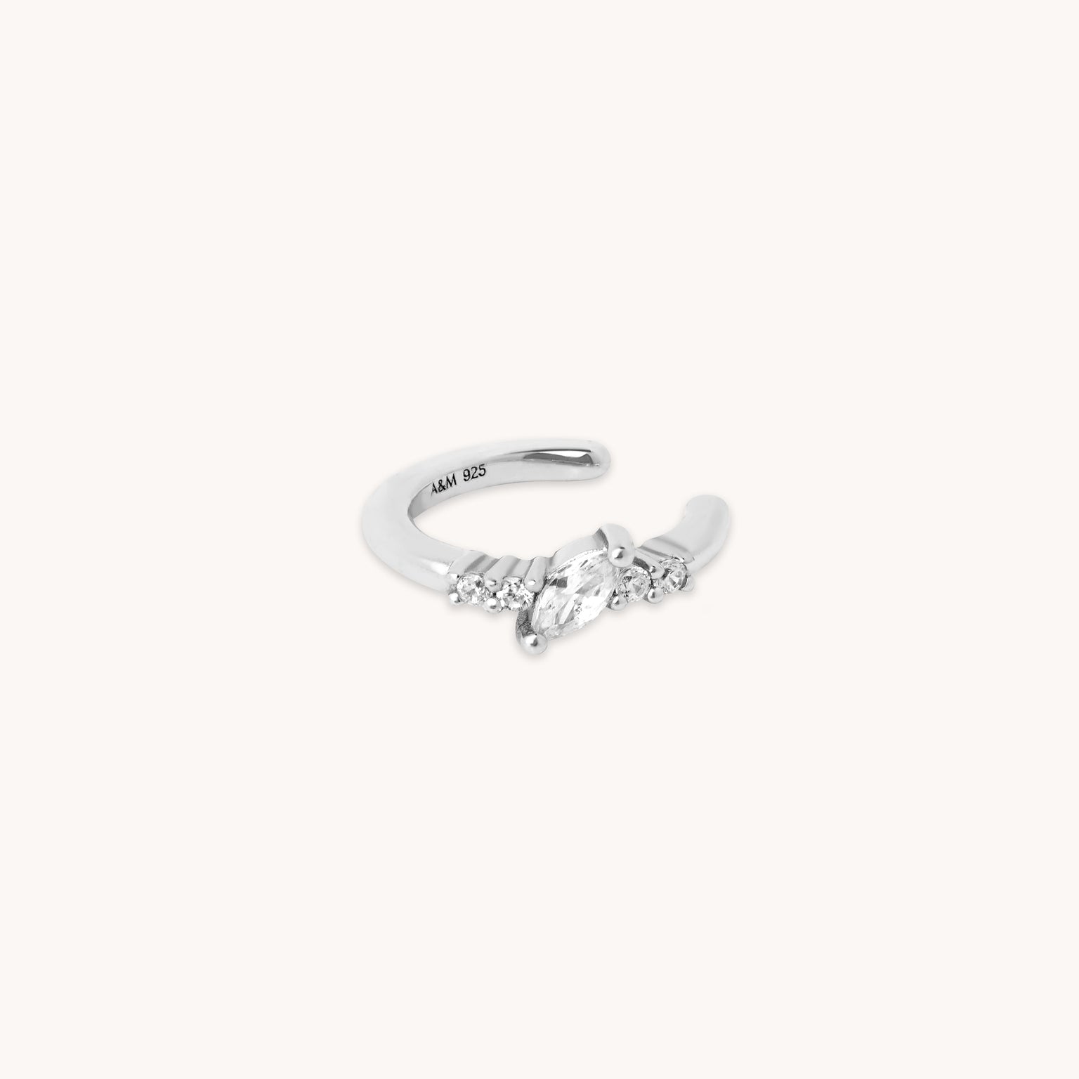 Navette Crystal Ear Cuff in Silver